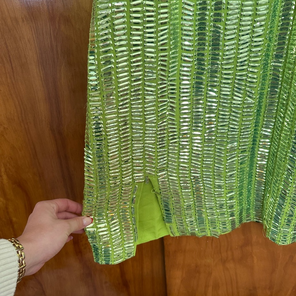 Embellished Green Mini Dress - Picture 2 of 4